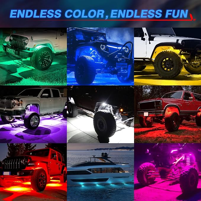 MICTUNING Q1 RGBW Rock Lights, 8 Pods Pure Color Underglow Neon Multicolor - Image 3