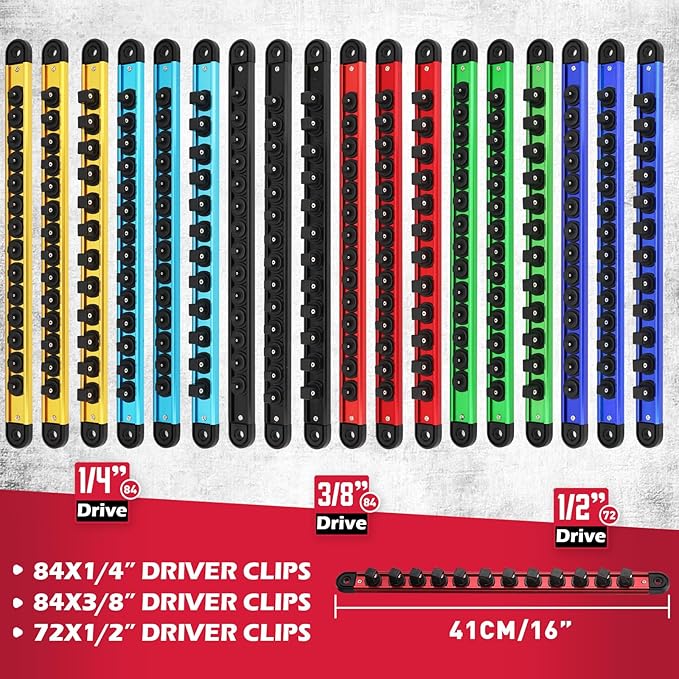 18-Piece Magnetic Socket Holder Organizer Set, Heavy Duty 1/2, 1/4-Inch Socket - Image 2