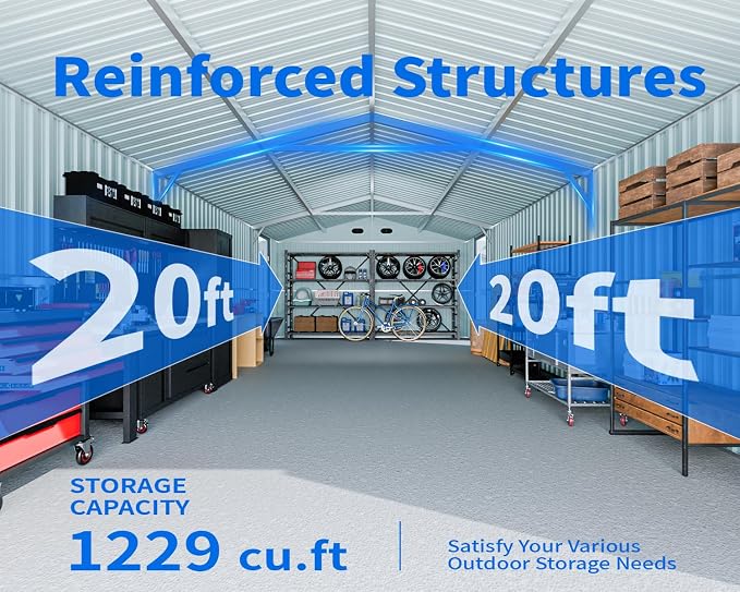 10x20 FT Outdoor Storage Shed, Metal Garage Shed - Image 4
