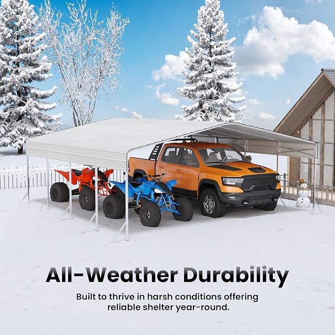 Heavy Duty Metal Carport – Sturdy Structure, All-Weather Protection, Easy - Image 5