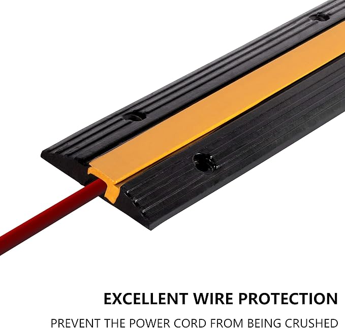 3 Pack Rubber Cable Ramp Hose Cable Protector Ramp 1 Channel 11000Lbs Load - Image 3