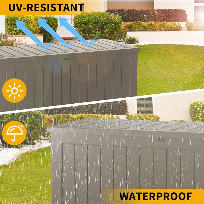 100 Gallon Resin Deck Box, Waterproof Outdoor Storage Bin - Image 6