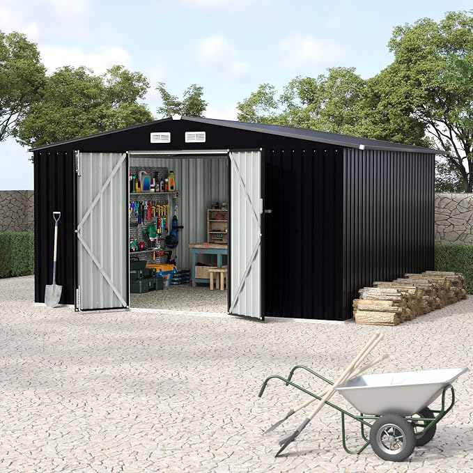 8x10 FT Metal Storage Sheds Outdoor by RELJOFUM