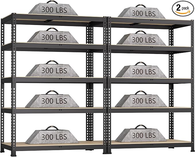 2 Packs 35.5" W x 16" D x 71" H Adjustable Garage Storage Shelves by BuxWellBang