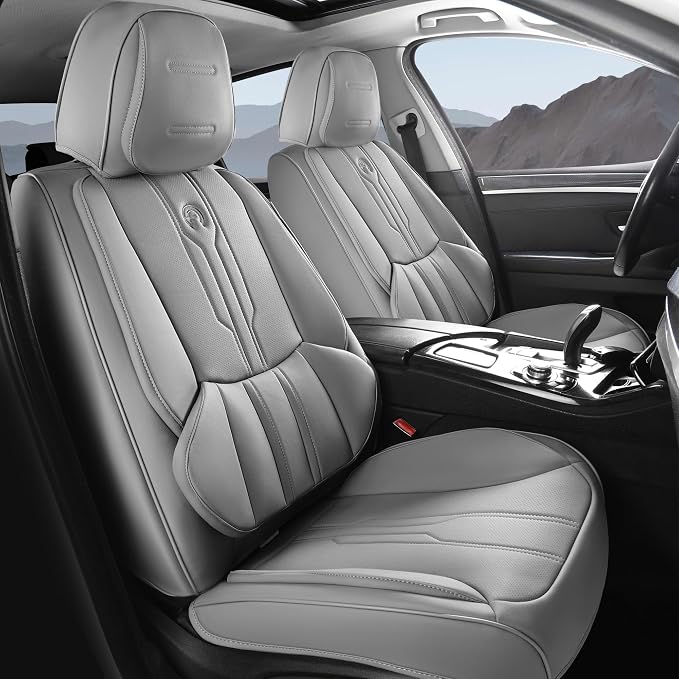 AOOG Front Seat Covers, Car Seat Covers Front Seats, Leather Seat Covers by AOOG