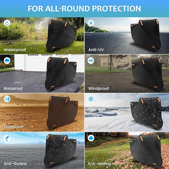 Motorbike Cover for Outside Storage, Waterproof Motorcycle Scooter Moped Cover - Image 6