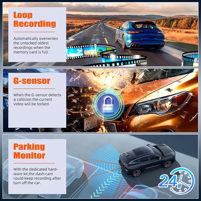 Mirror Dash Cam 4.7 Inch Rear View Mirror 720P Front and Rear View Dual Cameras - Image 3