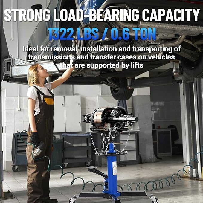 Dual Plunger Hydraulic Transmission Jack 1322lbs Capacity, 33.5"-69" High Lift - Image 4