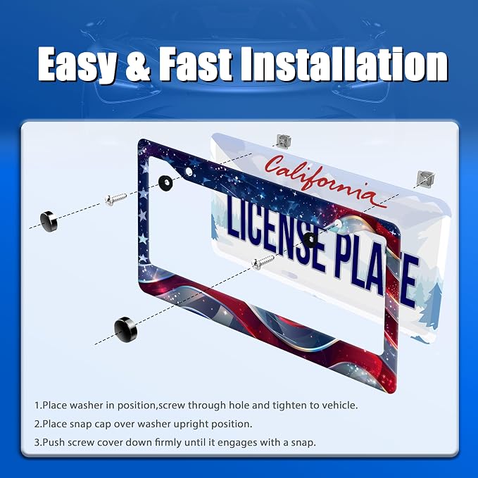 Patriotic American Flag License Plate Frame USA Flag License Plate Stainless - Image 3