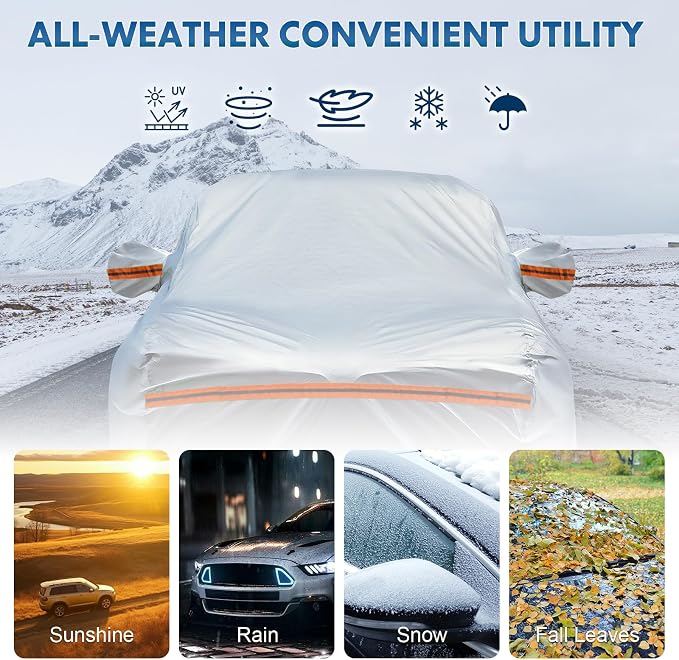 KEYOOG Fit for 178"-189" Length SUVs, 6-Layer Full Car Cover is All-Weather - Image 3
