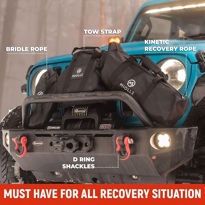 MiolleGear Kinetic Recovery Rope kit Heavy Duty Tow Rope - Image 6