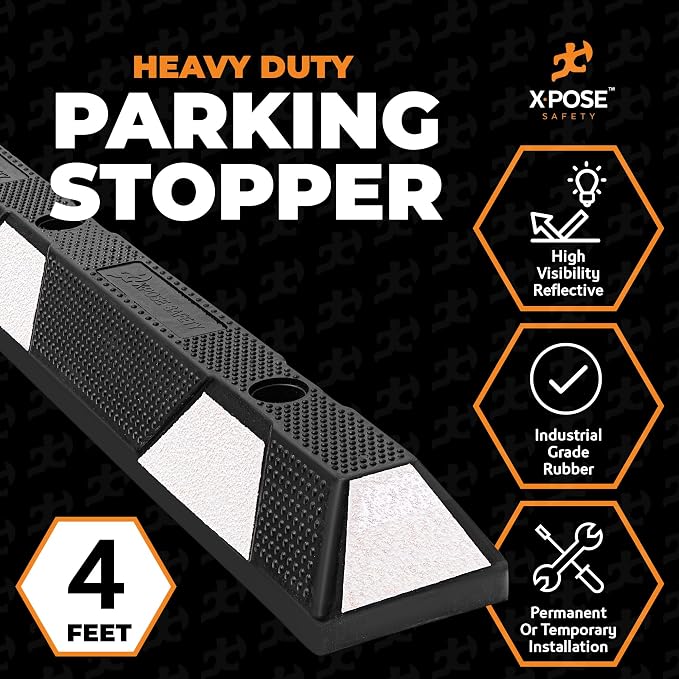 Xpose Safety 48" Heavy Duty Rubber Parking Stopper – Bulk Full Pallet 50 Pack - Image 2