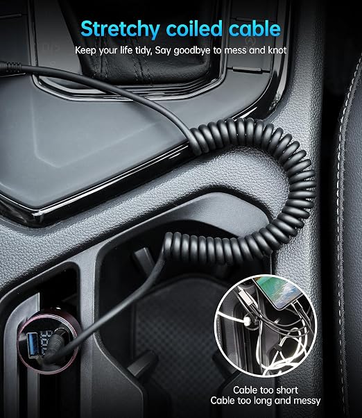 USB C to C Cable for Car 3FT&5FT, 100W Coiled USB C Fast Charging Cable for - Image 5