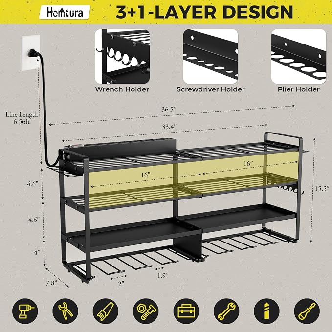 ‌Heavy Duty 4-Layer Power Tool Organizer Wall Mount - Image 4