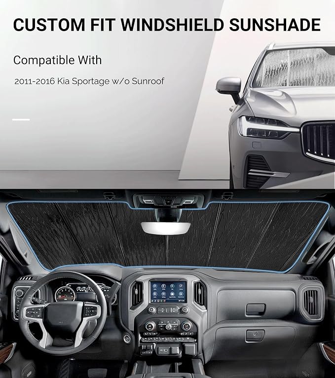 Windshield Sun Shade for Kia Sportage 2011-2016, Front Window Sunshade Shield - Image 2