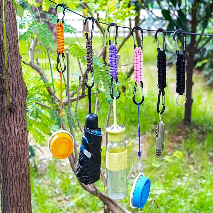 BRAVESHINE Paracord Keychain Carabiner Clip, D Ring Lanyard Hanger Stroller Hook - Image 3