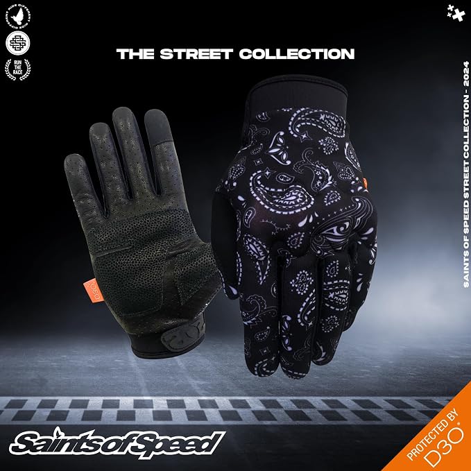 Saints of Speed Motorcycle Gloves – Knuckle Protection, Leather Palms, - Image 4