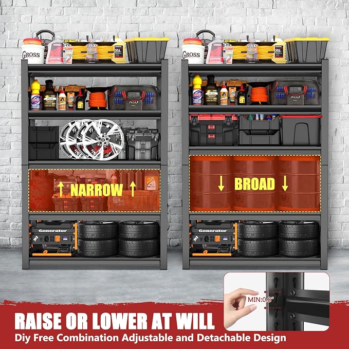 47.2" W Garage Shelving Heavy Duty Storage Shelves 5 Tier Adjustable Heavy Duty - Image 5