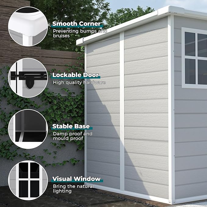MyVoice 6x6 FT Outdoor Resin Storage Shed - Image 7
