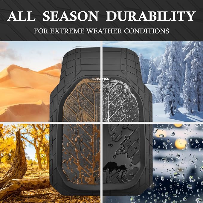CAR PASS 3 Row Heavy Duty Rubber Car Mats, Deep-Dish All-Weather Floor Mats - Image 3