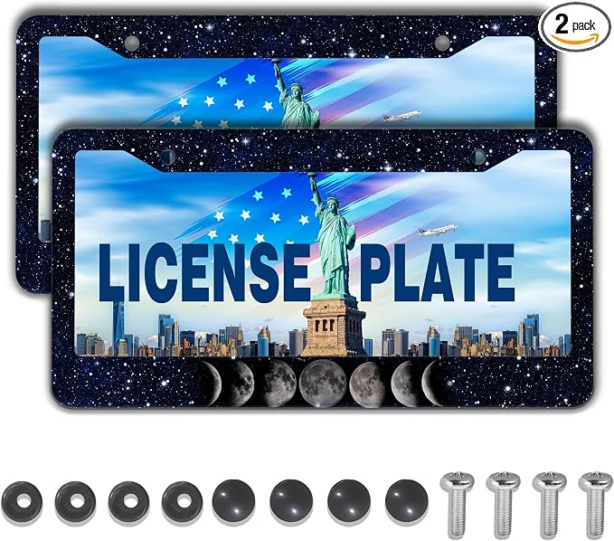 Automotive Exterior Accessories Black and White License Plate Frames Celestial by Unknown