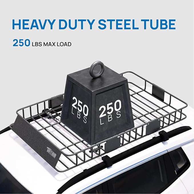 TUFFIOM 64"x 39"x 6" Universal Rooftop Cargo Carrier Basket, Extendable Steel - Image 5