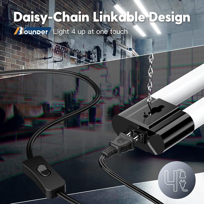 Bbounder 10 Pack Linkable LED Utility Shop Light, 4 FT Integrated Fixture - Image 5