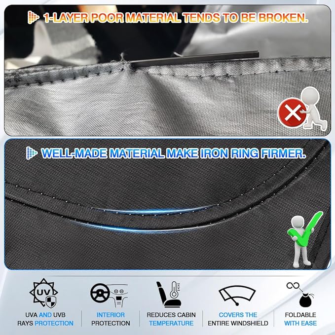 Windshield Sun Shade for 2018-2025 2026 Audi Q5 Accessories Thicken 6-Layer - Image 4