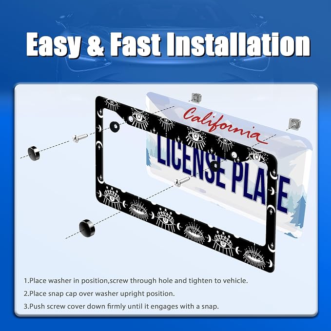 Evil Eye License Plate Frame Psychedelic Eye License Plate Stainless Steel - Image 3