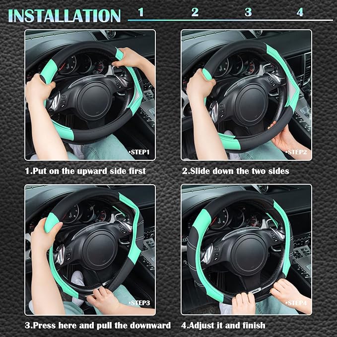 CAR PASS Line Rider Microfiber Leather Sporty Steering Wheel Cover Universal - Image 4
