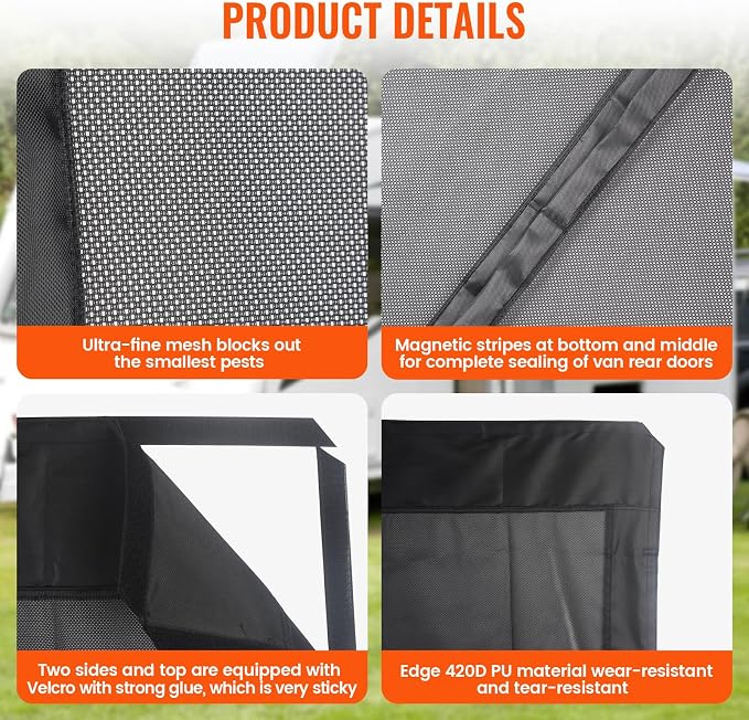 71''H x 59''W Van Bug Screen Side Door Sliding Door Window Covers - Image 6
