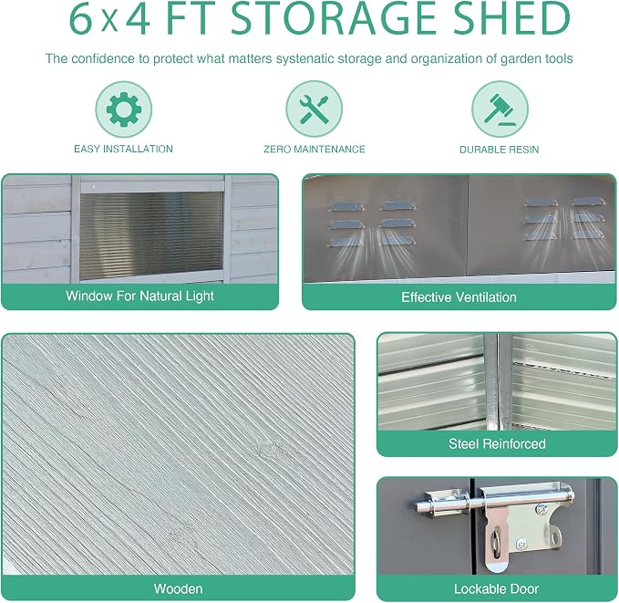 4x6 FT Outdoor Storage Shed - Image 3