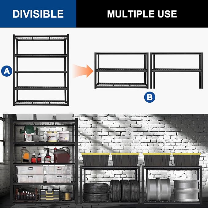 BILT HARD 48" W x 24" D Garage Shelving 3500 LBS, Industrial 5-Tier Heavy Duty - Image 4