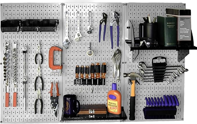 Wall Control Metal Pegboard Tool Organizer and Gray Metal Pegboard Pack - Image 2