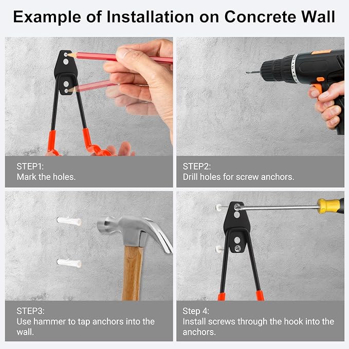Wall Mounted Garage Hooks Tool Organizer, 14 Inch Garage Storage Hook Heavy - Image 4