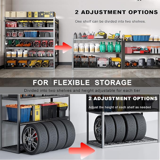 50" W Garage Shelving Heavy Duty, 6 Tier Garage Shelves, Commercial Metal - Image 5