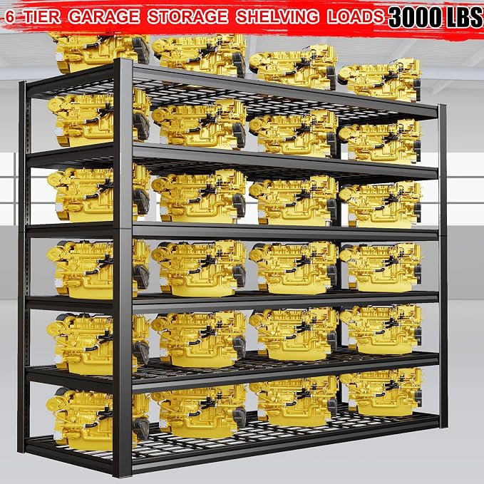 50" W Garage Shelving Heavy Duty, 6 Tier Garage Shelves, Commercial Metal - Image 4