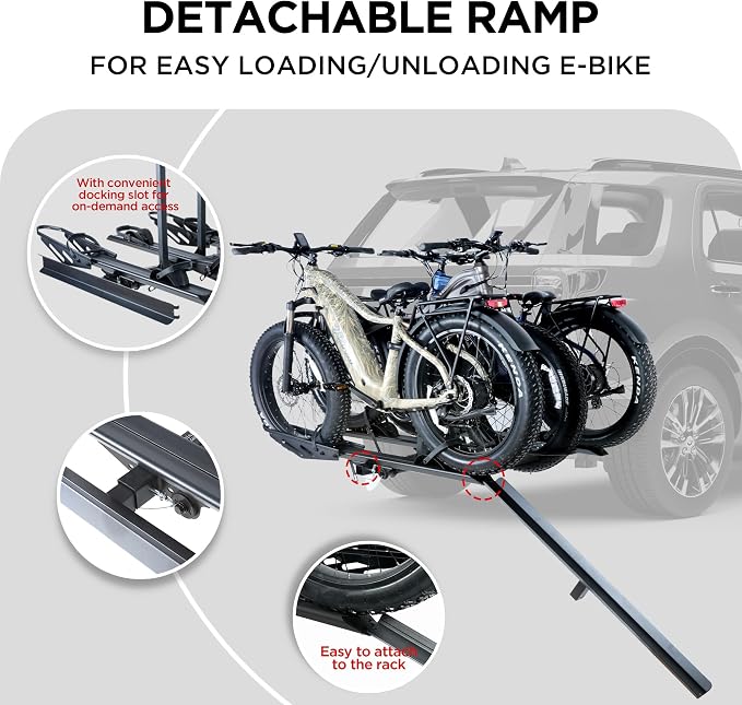 250LBS. Capacity Foldable 3-Ebike Rack - Image 3