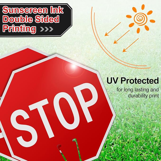 Geetery 12 Pcs Stop Signs 12 x 12 Inches PVC Traffic Cones Top Warning Signs - Image 5