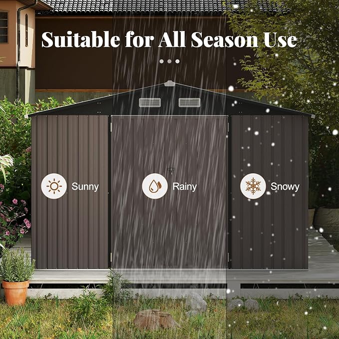 Goplus 10 x 14 FT Outdoor Storage Shed, Large Garden Tool House w/Improved - Image 6