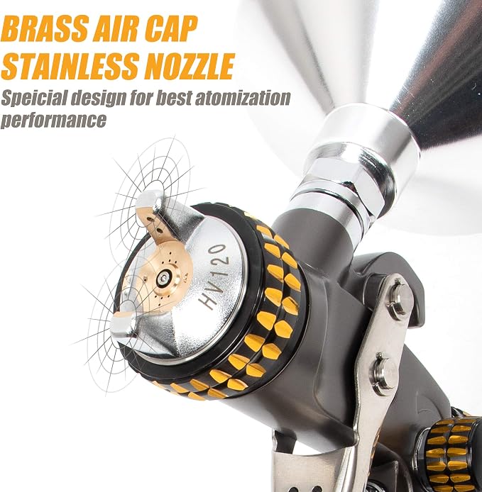 BEETRO HVLP Air Spray Gun, 1000ml Capacity 14.3CFM 29-32psi 1.4mm/1.8mm Nozzles - Image 2