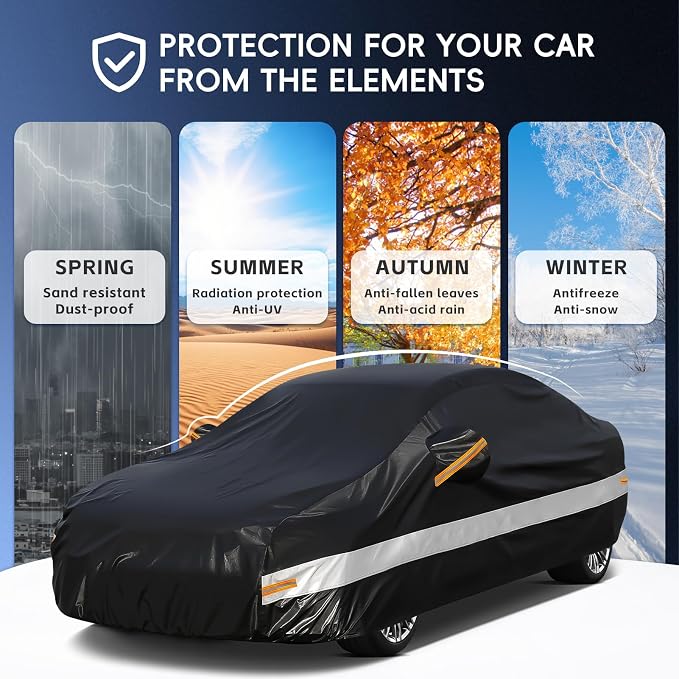 10 Layers Car Cover Custom Fit for Honda Accord, Waterproof All Weather for - Image 5