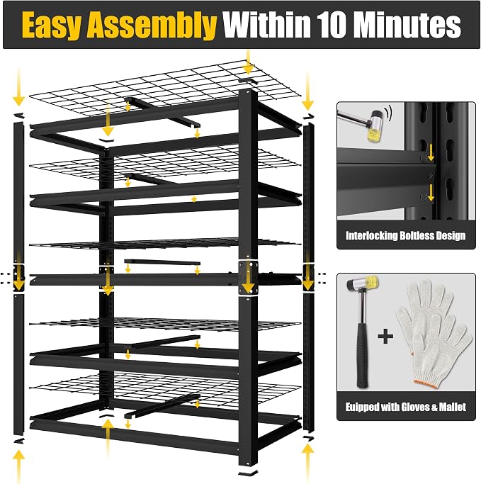 PrimeZone 72" H X 48" W X 18" D Heavy Duty Garage Shelving 5 Tier 2500 LBS - Image 8