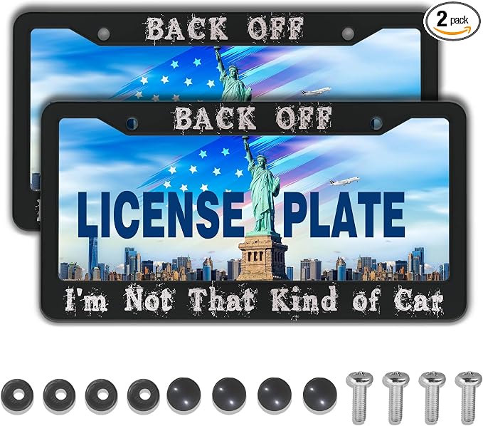 License Plate Holder Black and White License Plate Frames Back-Off I'm Not That by Unknown