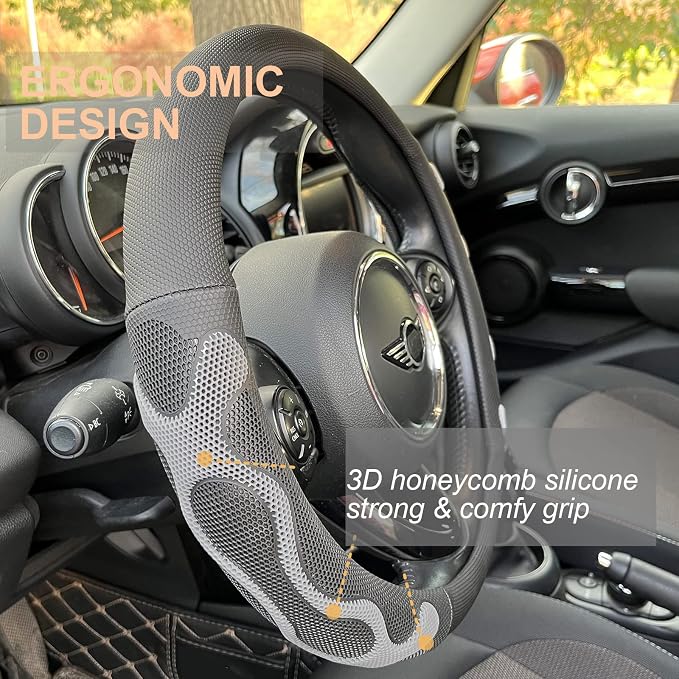 PINCTROT Comfy Grip Steering Wheel Cover, Anti-Slip Design, Universal 14.5-15 - Image 2
