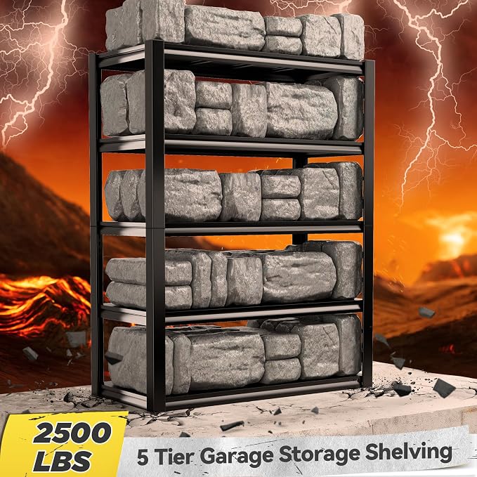REIBII Storage Shelves Heavy Duty Garage Shelving 72" Adjustable Metal Shelves - Image 4