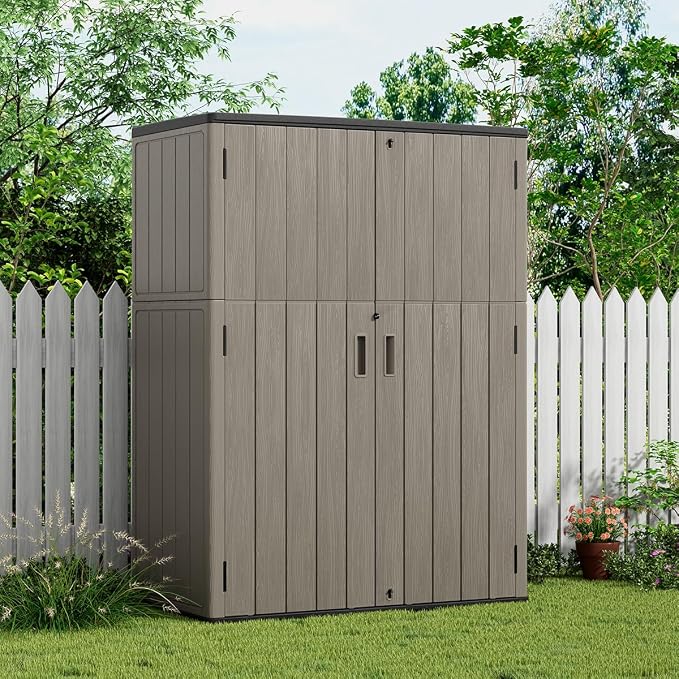 KINYING Outdoor Storage Cabinet Waterproof, 57 Cu.ft Resin Vertical Outdoor - Image 4