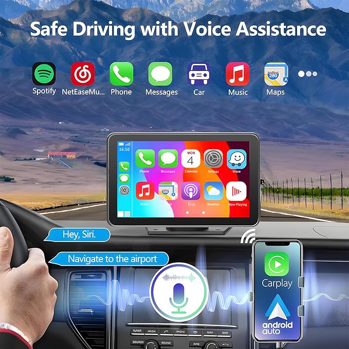 Portable Carplay Screen for Car, HD Backup Camera, GPS Navigation, Mirror Link - Image 3