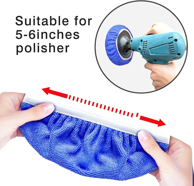 7 to 8 Inch Car Polisher Pad Bonnet, 10*Microfiber+5*Woollen - Image 2