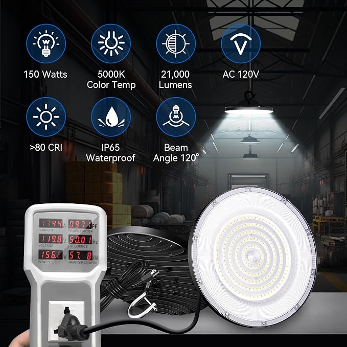 4 Pack UFO LED High Bay Light 150W, 5000K Daylight High Bay LED Shop Lights - Image 3